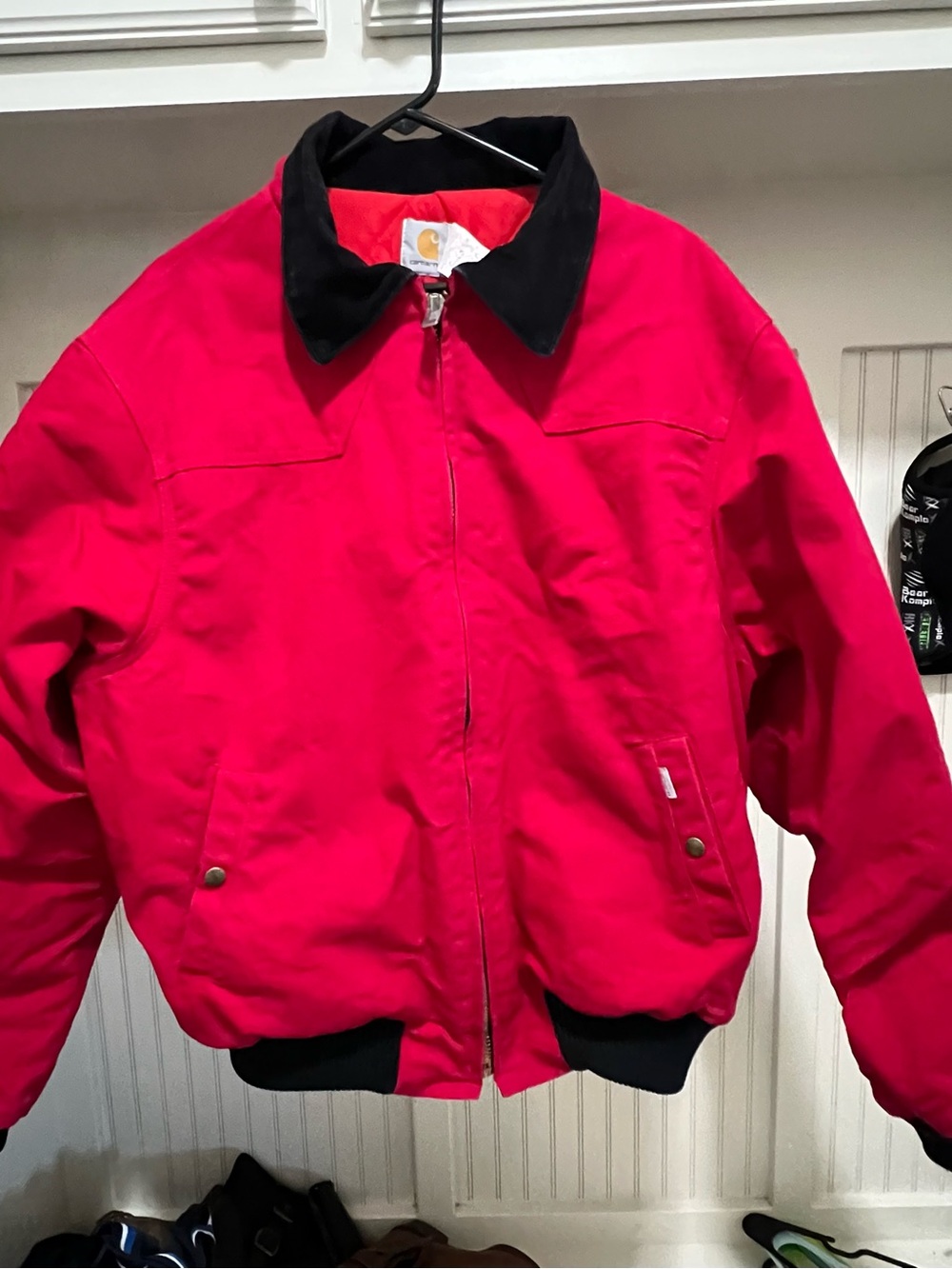 Carhartt Bright Red Jacket with Black Collar